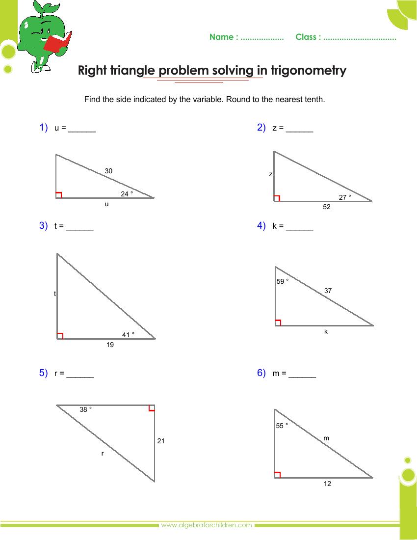 Solve Right Triangles Worksheet The Best Worksheets Image