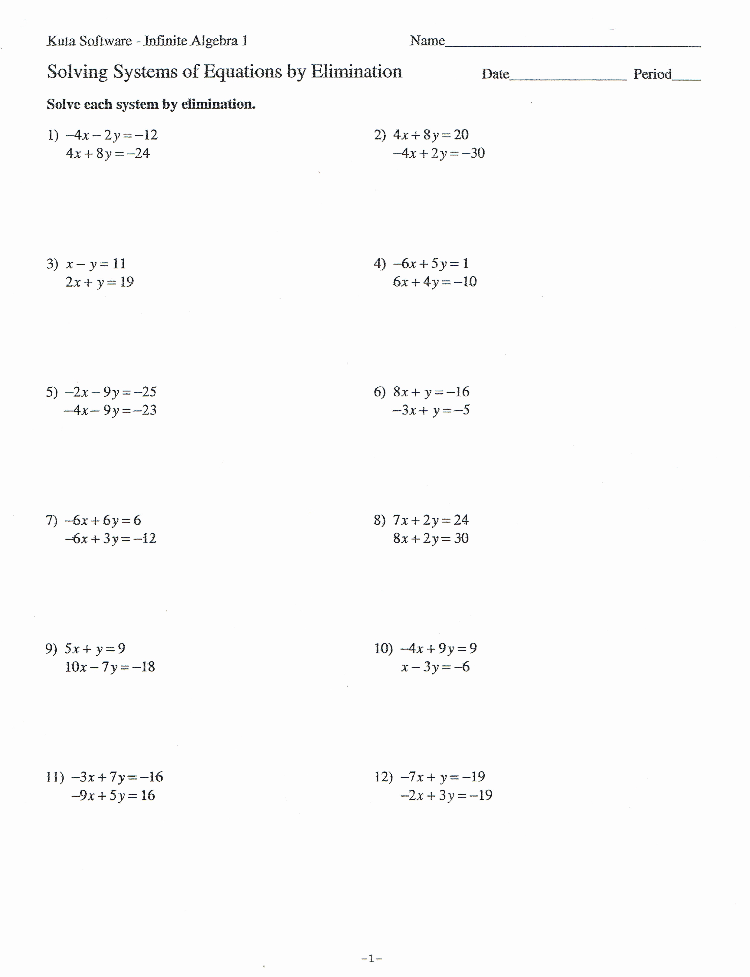 Solving Systems Of Equations Using Substitution Worksheet 1418164