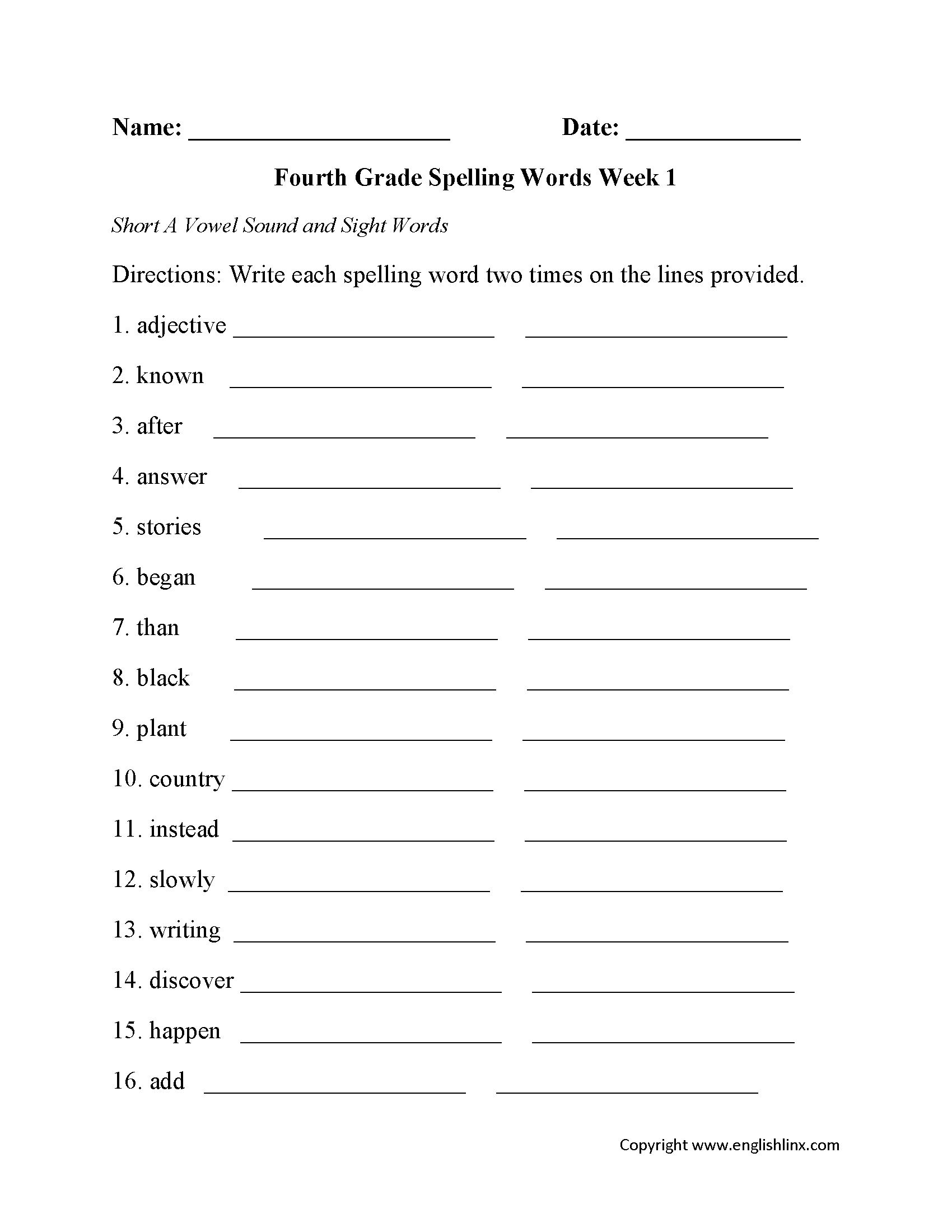 Spelling Worksheets For 4th Grade The Best Worksheets Image