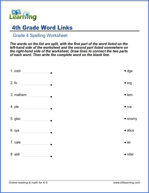 Spelling Worksheets For 4th Grade The Best Worksheets Image