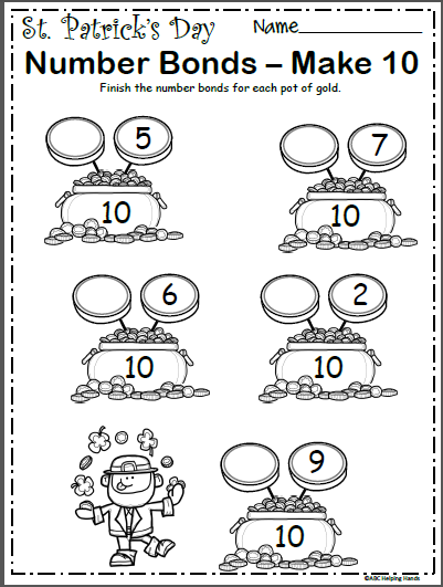 St  Patrick's Number Bonds Worksheet