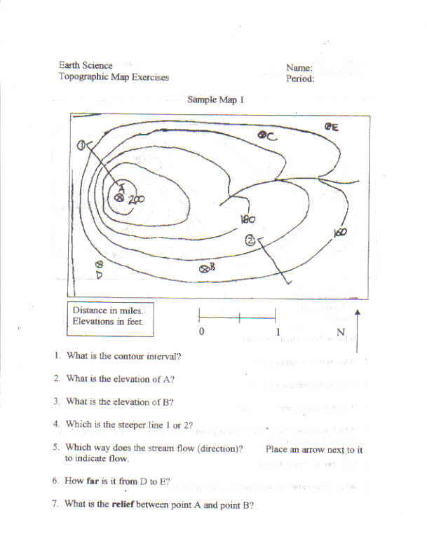 Topographic Map Practice Worksheets