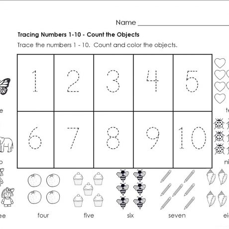 Traceable Numbers 1 10 Worksheets To Print Activity Shelter Number