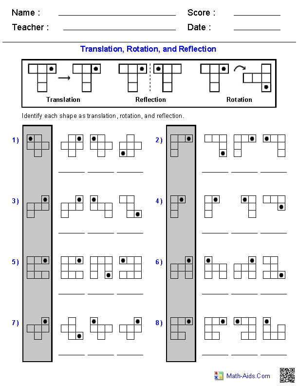 Transformations In Math Worksheets 369626