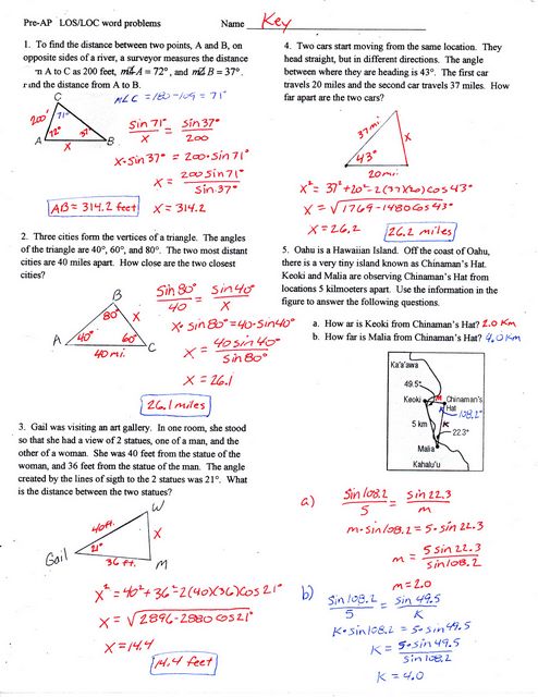Trigonometry Applications Worksheet