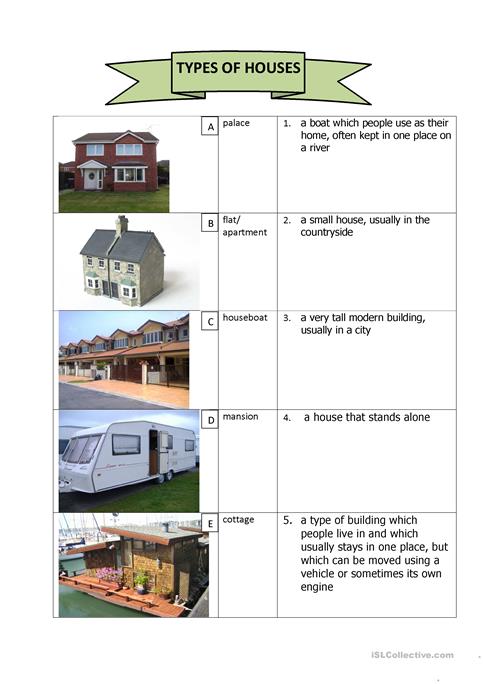 Types Of Houses Worksheet