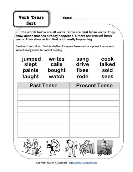 Verb Tense Worksheets Verb Tense Worksheet For 2nd And 3rd Grade