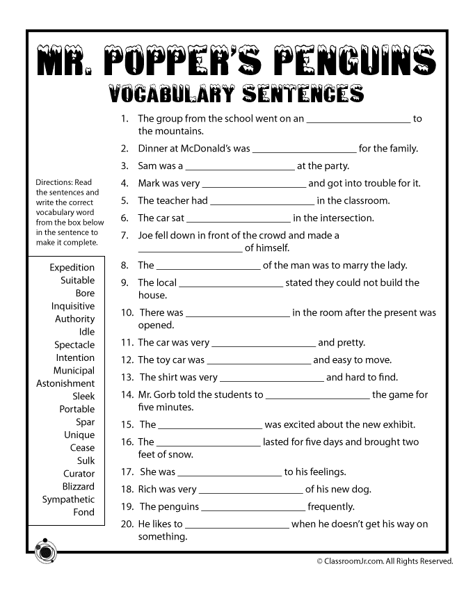 Vocabulary Worksheet Printables 1228397