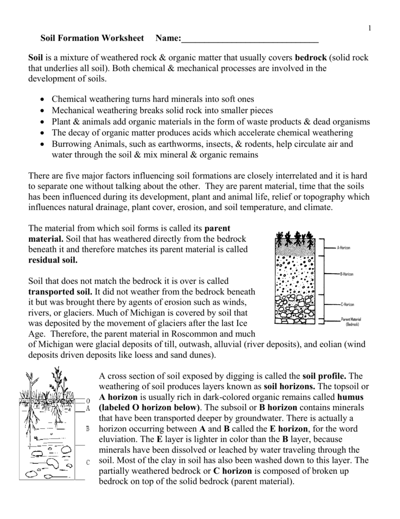 Weathering And Soil Formation Worksheet 414095