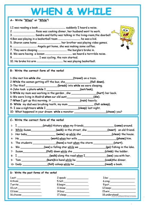 When Or While Worksheet