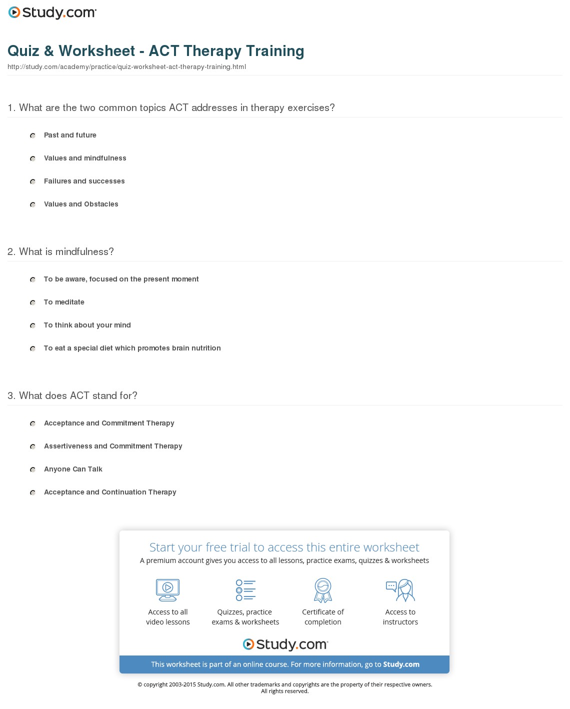 Worksheet Ideas ~ Acceptance And Commitment Therapy Worksheets