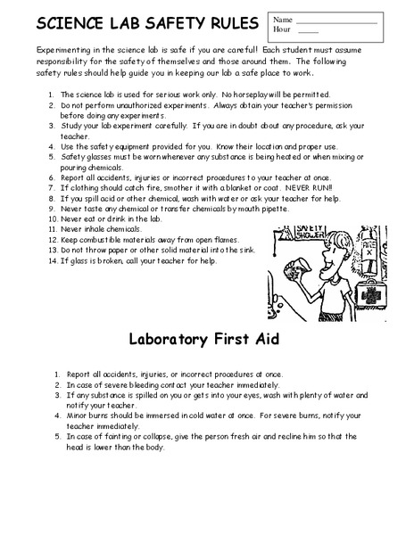 Worksheet Science Lab Safety 1100990