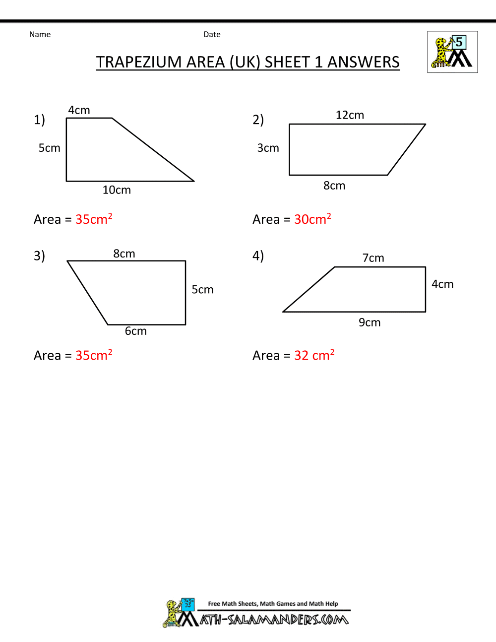 Worksheet Trapezoids Kites 1009707