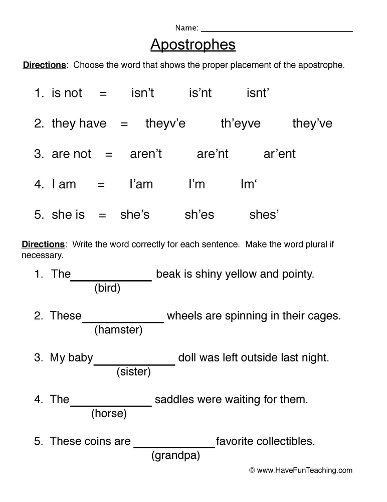 Punctuation Worksheets For Grade 1