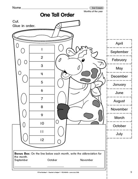 Worksheets On Months Of The Year Kindergarten