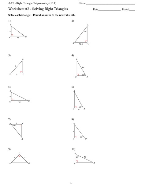 Worksheets Solving Right Triangles Worksheet Answers, Solving