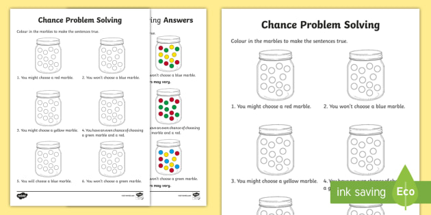 Year 1 Chance Problem Solving Worksheet   Activity Sheet