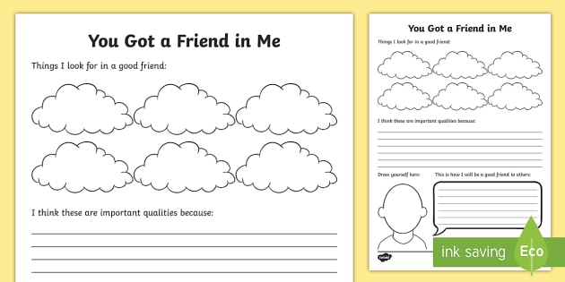 You Got A Friend In Me Worksheet   Activity Sheet