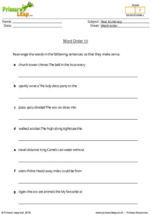 Word Order 10