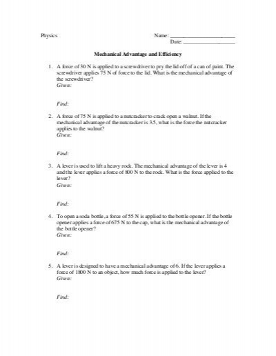22 Elegant Mechanical Advantage Worksheet With Answers