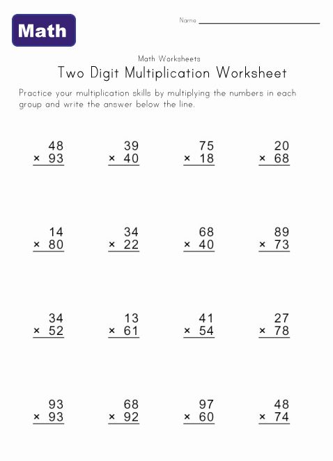 31 Unique 2 Digit By 2 Digit Multiplication Worksheets Pdf
