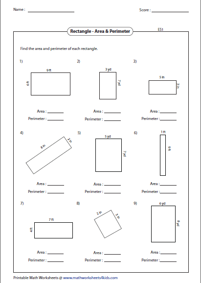 6th Grade Math Perimeter And Area Worksheets