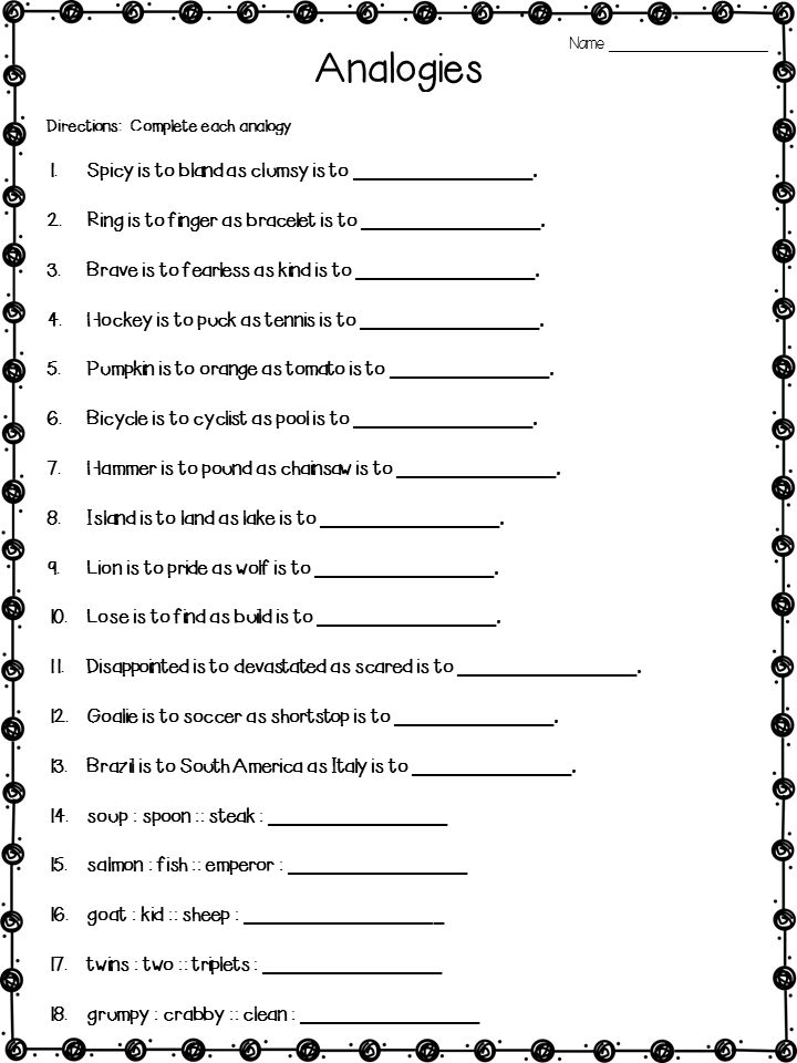 9 Best Analogias Images On Free Worksheets Samples