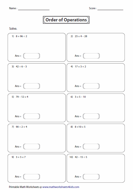 Free Printable Math Worksheets
