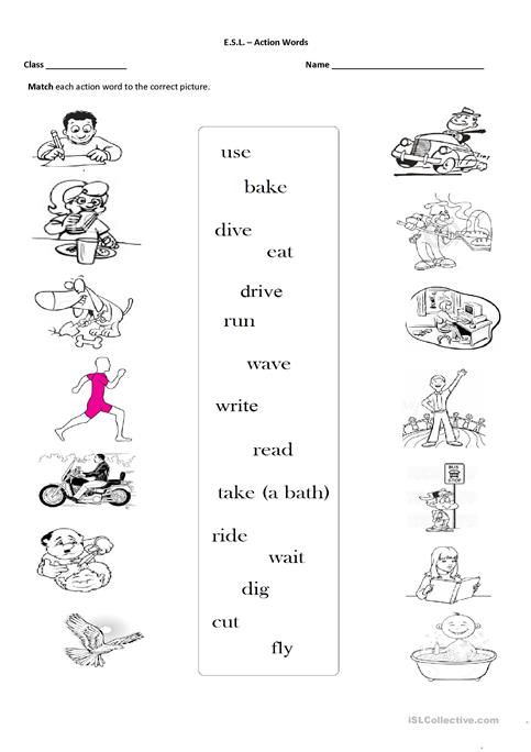 Action words worksheets