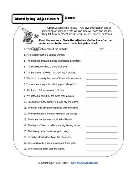 Adjectives Worksheets Grade 4