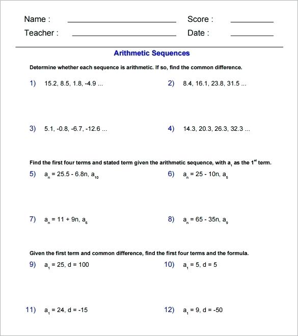Arithmetic Sequence And Series Worksheets arithmetic-sequence-and-series-worksheets