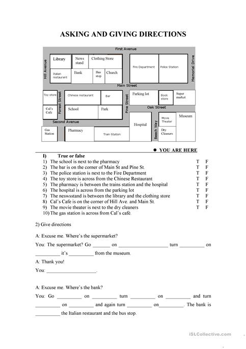 Asking And Giving Directions Worksheet