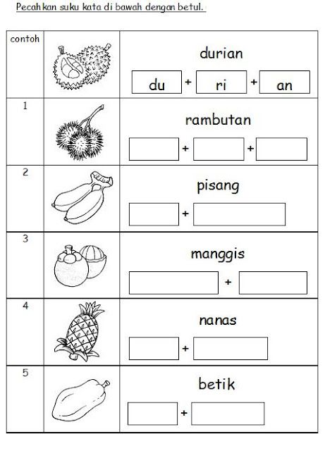 Bahasa Malaysia Prasekolah  Latihan Buah