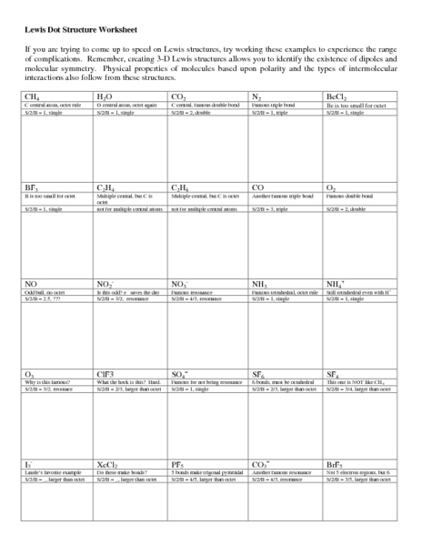 Bonding Worksheet 5 Lewis Structures Worksheets For All