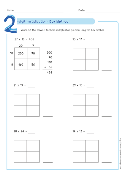 Box Method   Partial Products Multiplication Training & Pdf