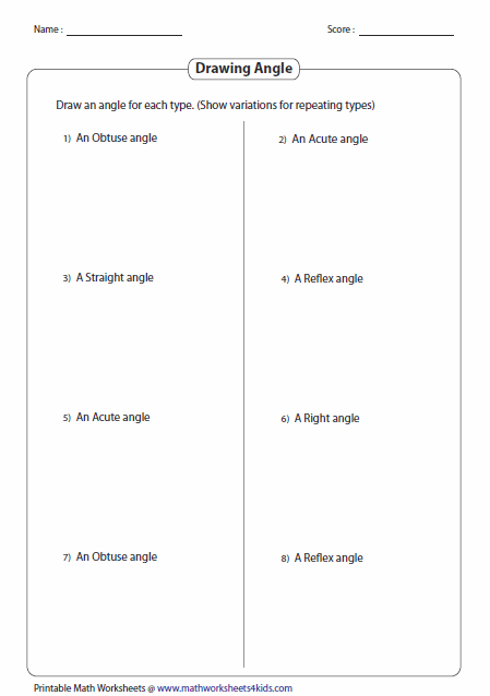 Classifying And Identifying Angles Worksheets