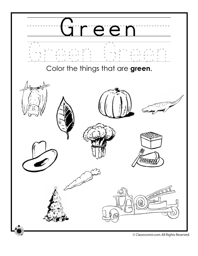 Color Green Worksheets For Preschoolers 1079697