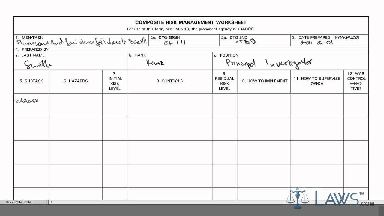 Composite Risk Management Worksheet 301441 Free Worksheets Samples