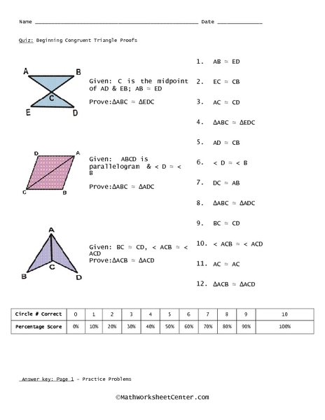 Congruent Triangle Proofs Worksheet