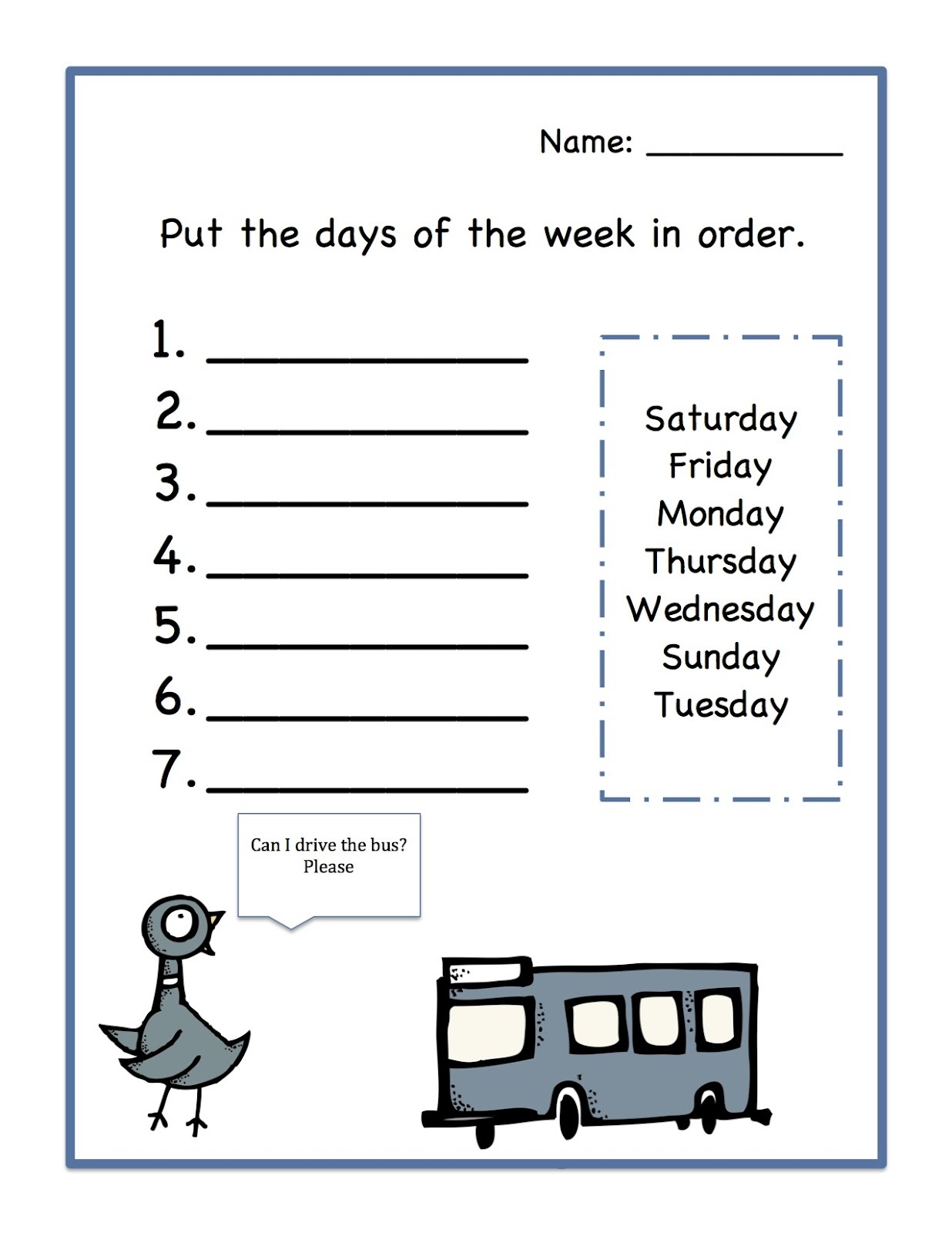 Days Of The Week Worksheets Printable Pdf 1077188