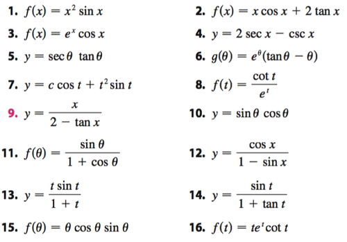 Derivative Trig Functions