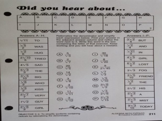 Did You Hear About… Math Worksheets Answers