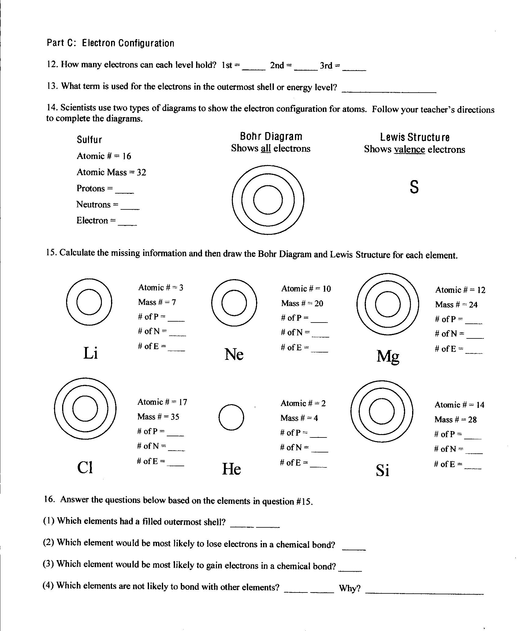 Elements Worksheet  940941