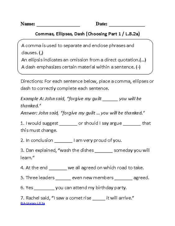 English 8th Grade Worksheets Worksheets For All