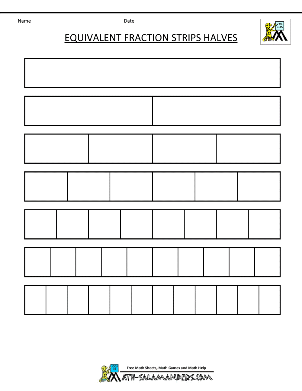 Equivalent Fractions Fill In Worksheet  877224