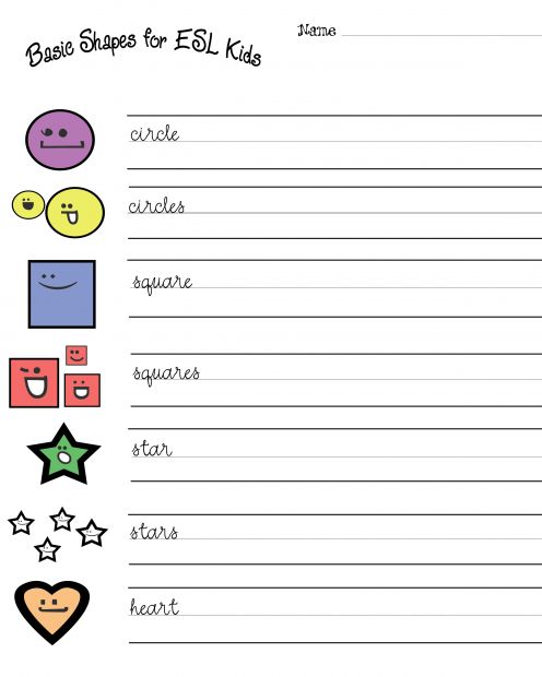 Esl Kids  Free Shapes Worksheets