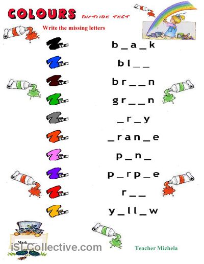 Esl Kindergarten Colors Worksheet  369212