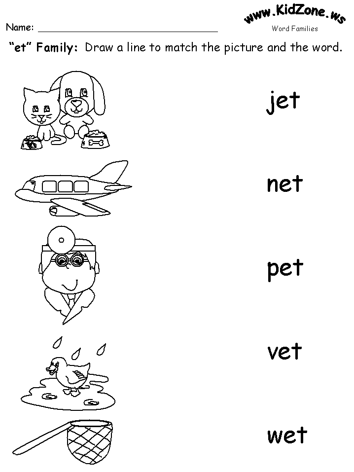 Et Word Family Worksheets For Kindergarten  1071021