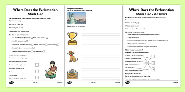 Exclamation Mark Worksheets
