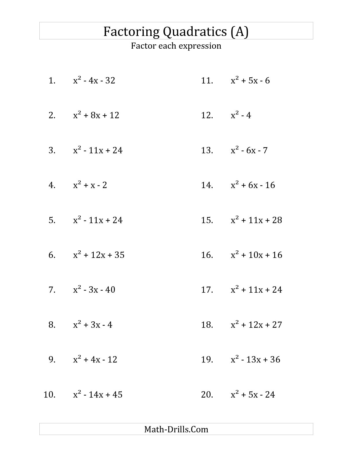 Factors Worksheet Grade 4 Factoring Worksheets